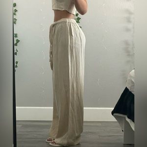 flared beige adjustable pants